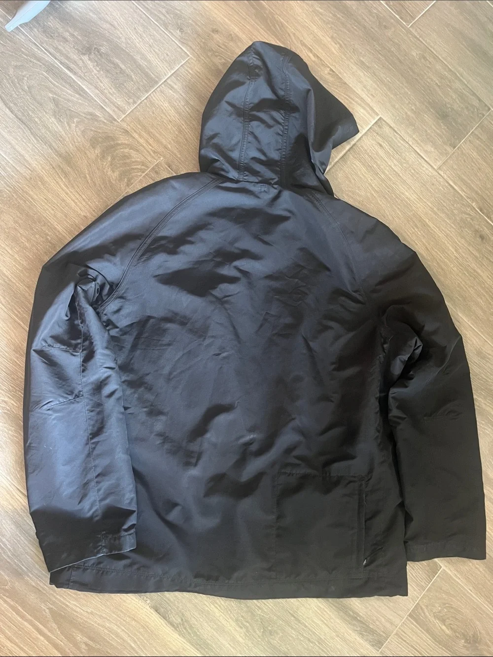 Banana Republic Black Hooded Raincoat - Men's Water-Resistant Shell
